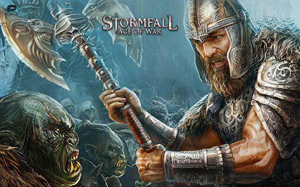 Afbeeldingen Stormfall: Age of War Orks Strijdbijl Krijger een man Fantasy Computerspellen 600x375 Mannen krijgers videogames computerspel