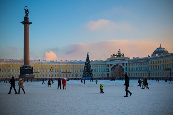 Fondos de escritorio San Petersburgo Rusia Personas Plaza Calle Palace Square Ciudades