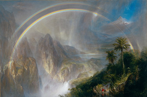 600x397、山、絵画、Frederic Edwin Church, Rainy Season in the Tropics、虹、自然、