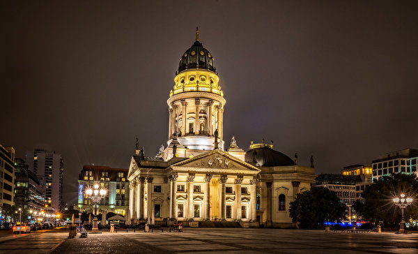 Photo Berlin Germany Town square German Church Temples night 600x364