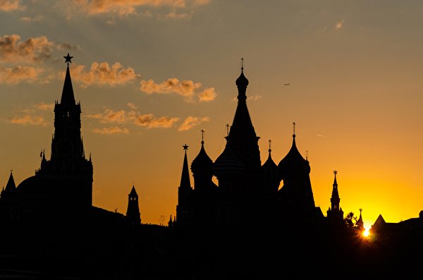 Fondos de escritorio Moscú Rusia Amaneceres y atardeceres Kremlin de Moscú Silueta
