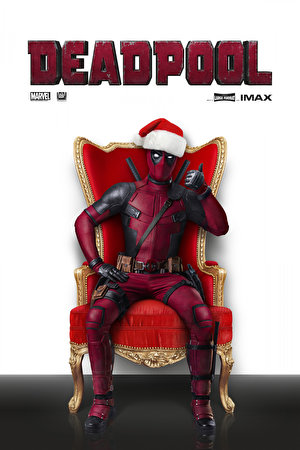 Papel de Parede Desktop Deadpool Herói Super-heróis Texto Ingleses Chapéu de inverno Poltrona Fantasia