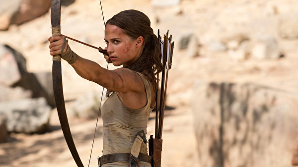 Fondos de escritorio Tomb Raider 2018 Alicia Vikander Lara Croft Arco arma Película Celebridad Chicas