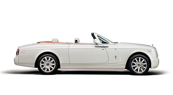 Fondos de escritorio Rolls-Royce Blanco El fondo blanco Lateralmente Cabriolé Lujo Phantom Drophead, Coupe Maharaja, 2014
