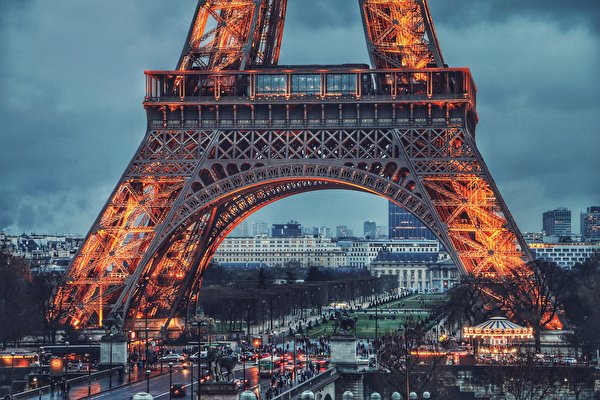 Papel de Parede Desktop Tarde Torre Eiffel Paris Cidades