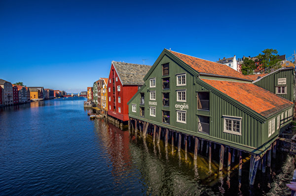 600x399 Noruega Casa Ríos Bakklandet, Trondheim río, Edificio Ciudades