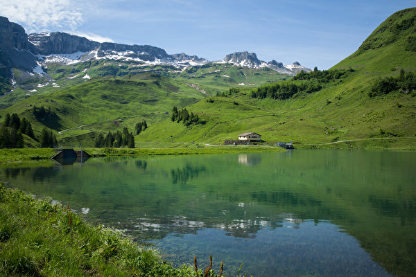 Bilder på skrivbordet Schweiz Alperna Muotathal, Waldisee Berg Natur Insjö 600x400