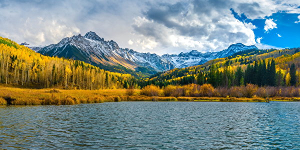 Photo USA panoramic Mount Sneffels Nature Autumn Mountains 600x300