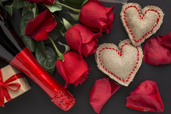 Fondos de escritorio Día de San Valentín Rosa Champán Corazón Pétalo