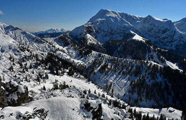 Fotos Deutschland Gebirge Alpen Bayern Schnee Berchtesgadener Natur