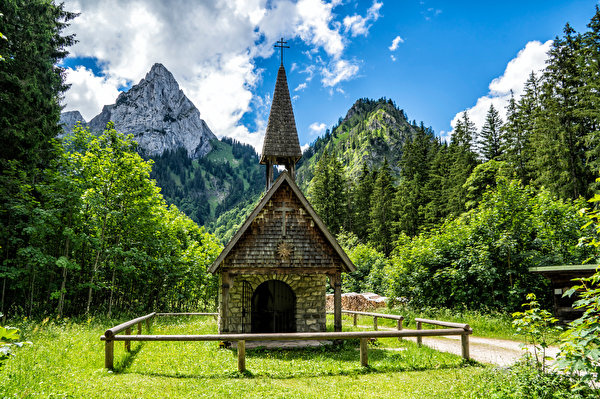 Fotos Deutschland Gebirge Kirchengebäude Alpen Bayern Eukterion  Natur