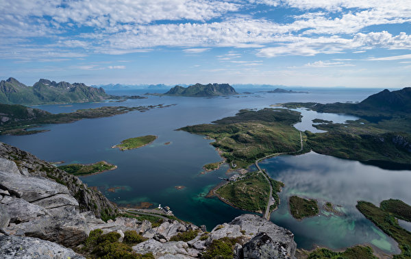 Bilder Lofoten Norwegen Natur Gebirge Von oben 600x378 Berg