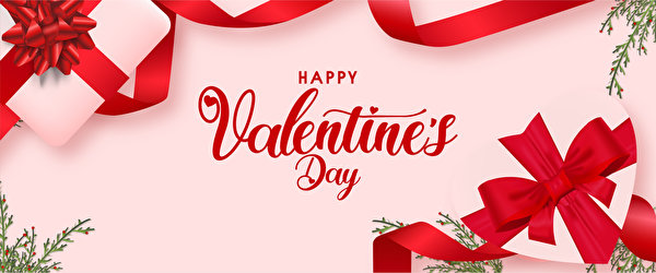 Fondos de escritorio Día de San Valentín Texto Inglés Caja Presente Cinta Fondo rosa