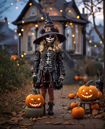 Images Halloween Pumpkin Little girls Hat Children