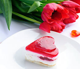 Photo Little cakes Baking Tulips Heart Food