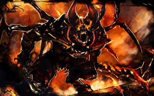 Pictures DOTA 2 Doom Dota 2 Demons Fire Fantasy