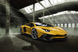 Bakgrundsbilder på skrivbordet Lamborghini Gul Aventador LP 750-4 SV Novitec Torado Bilar