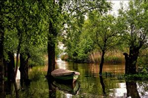 Bureaubladachtergronden Rivieren Kleine boten Oostenrijk Vorarlberg Natuur