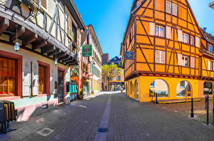 Wallpapers France Houses Street Colmar Cities pictures images